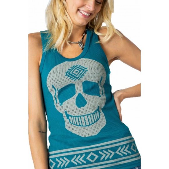 Sexy VOCAL Bling‎ Skull Ribbed Tank Top - NWT - Size Large - Picture 1 of 6